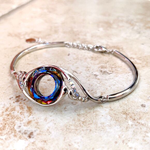 Swarovski Crystal Eco-Bracelet, Sustainable Style with Clear Sparkling Elements - Picture 1 of 5